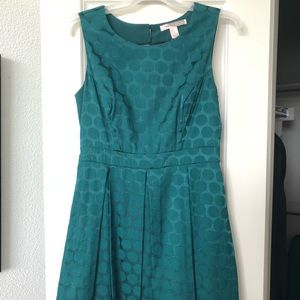 Pleated A-line Dress, Teal